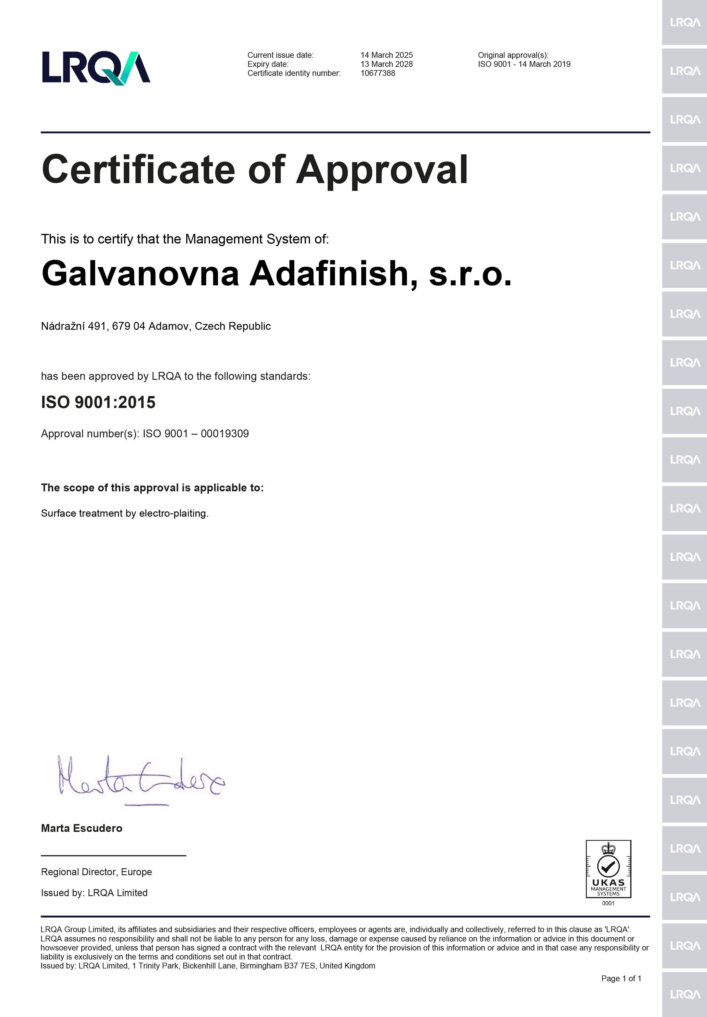 Certificate ISO 9001 ENG